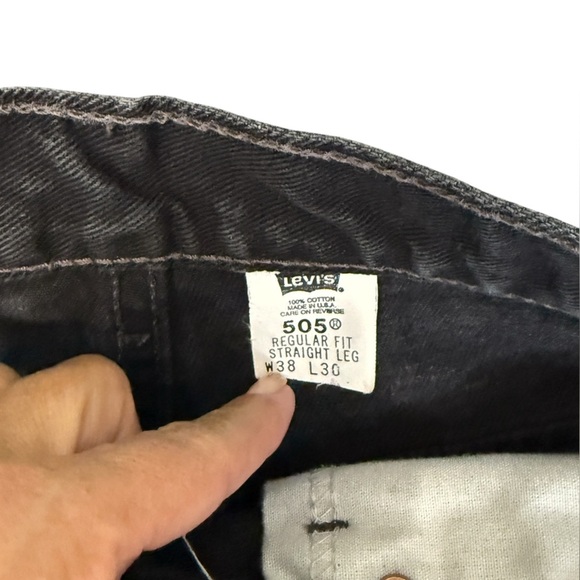 Levi's Men's 505 Regular Fit Straight Leg Jeans black Gray Size 38x30 #1738 - Picture 4 of 6